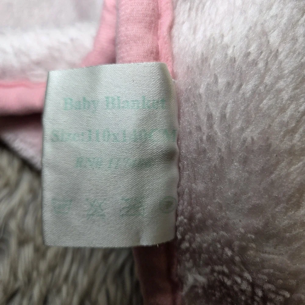 Vtg Pink Baby Blanket Moon Bunny Bear Stars‎ Crib Nursery Plush 54